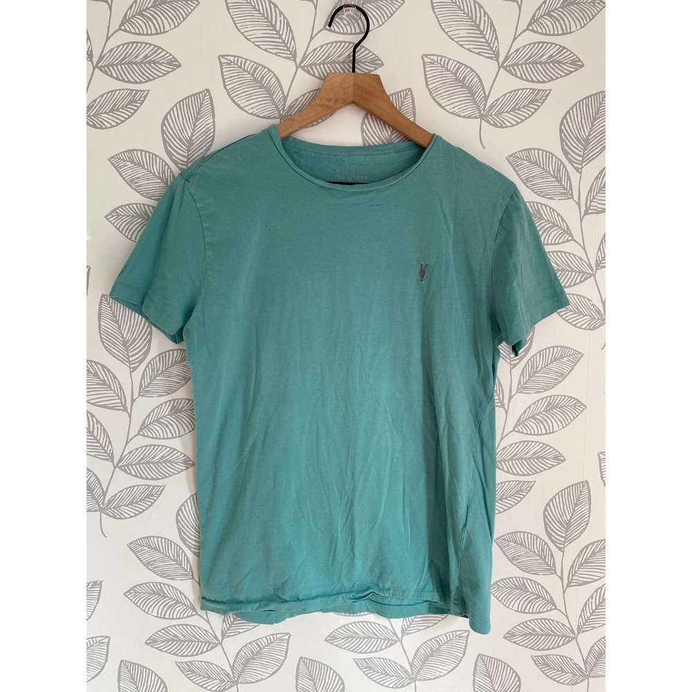 All Saints Green T-shirt with Embroidered Logo, Size S